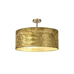 Baymont Antique Brass 5 Light E27 Semi Flush Fixture With 60cm x 22cm Gold Leaf Shade