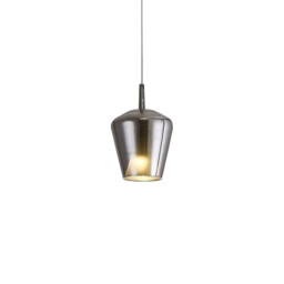 Elsa Assembly Pendant (WITHOUT PLATE) With Inverted Bell Shade, 1 Light E27, Chrome Glass With Frosted Inner Cone - thumbnail 1