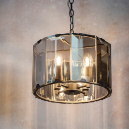 Clooney 4 Light Ceiling Pendant Slate Grey Gloss Paint, Smoke Cut Glass, E14 - thumbnail 2