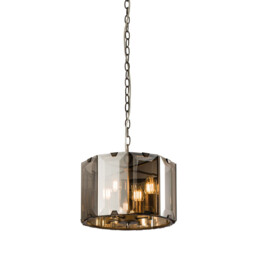 Clooney 4 Light Ceiling Pendant Slate Grey Gloss Paint, Smoke Cut Glass, E14 - thumbnail 1