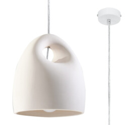 Bukano Dome Ceramic Pendant Light White E27 - thumbnail 1