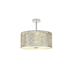Baymont Polished Chrome 3 Light E27 Semi Flush Fixture With 40cm x 18cm Silver Leaf Shade