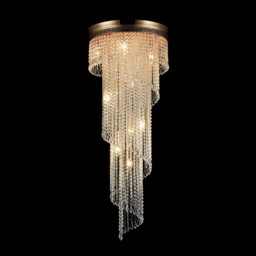 Cascade Chandelier Gold Antique & Crystal, 12 Light, E14 - thumbnail 2