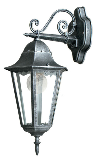 FIRENZE Outdoor DOWN Wall Lanterns Black, Silver, IP44 28.6x50.5x20.5cm