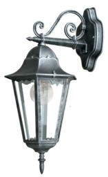 FIRENZE Outdoor DOWN Wall Lanterns Black, Silver, IP44 28.6x50.5x20.5cm