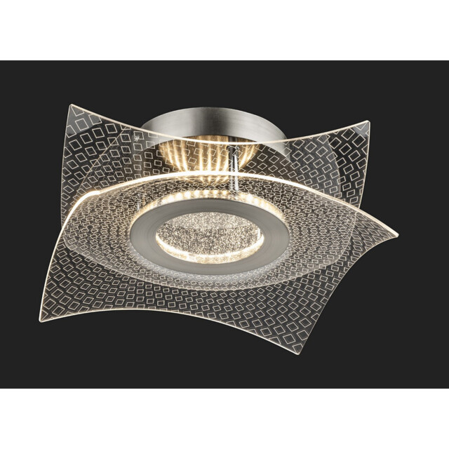 Trinity Flush Ceiling Fitting Brushed Steel with Decorative Transparent Acrylic 17.5 LED 1560lm 3000K