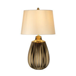 Newham 1 Light Small Table Lamp, Bronze Ceramic , Pearl shade, E27 - thumbnail 2