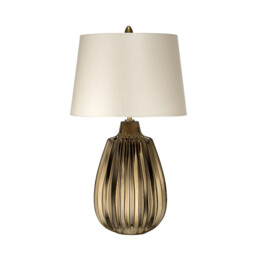 Newham 1 Light Small Table Lamp, Bronze Ceramic , Pearl shade, E27 - thumbnail 1