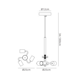 Baymont 25cm Satin Black 3 Light E27 Universal Single Pendant, Suitable For A Vast Selection Of Shades - thumbnail 3