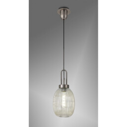Yorktown Ceiling Pendant E27 20cm Almond Ribbed Glass, Champagne Antique Silver, Black - thumbnail 3