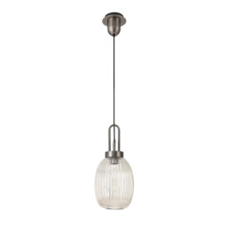 Yorktown Ceiling Pendant E27 20cm Almond Ribbed Glass, Champagne Antique Silver, Black - thumbnail 5