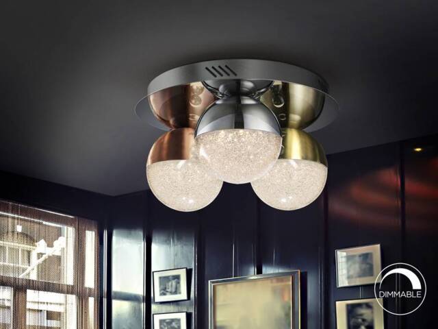 Sphere Integrated LED Dimmable Flush Ceiling Light Chrome, Brass, Copper - image 1