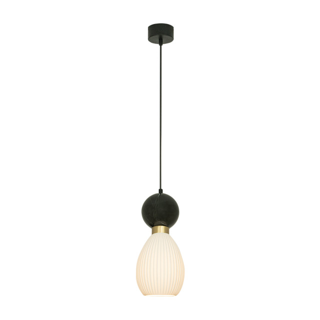 Galara Slim Pendant Ceiling Light Sandy Black-Brass-Black Marble 1XE14 - image 1