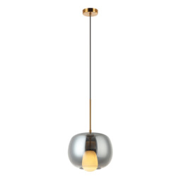 Oresta Dome Pendant Ceiling Light Smoked Glass - Gold Matt 1xG9 LED - Driver Not Included - thumbnail 1