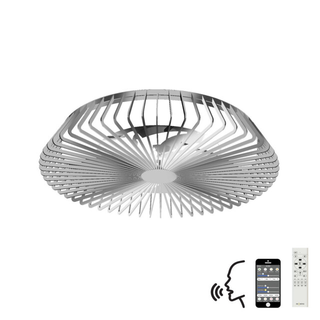 Himalaya LED Dimmable Ceiling Light & 35W DC Fan, Remote Control, APP & Alexa/Google Voice Control, Silver - image 1