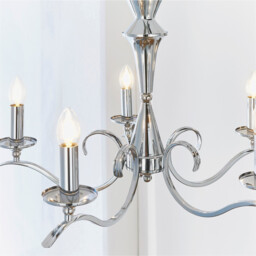 Kora 5 Light Multi Arm Ceiling Pendant Candle Chrome, E14 - thumbnail 3