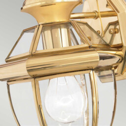 Newbury 1 Light Outdoor Small Wall Lantern Light Polished Brass IP44, E27 - thumbnail 3