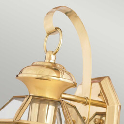 Newbury 1 Light Outdoor Small Wall Lantern Light Polished Brass IP44, E27 - thumbnail 2