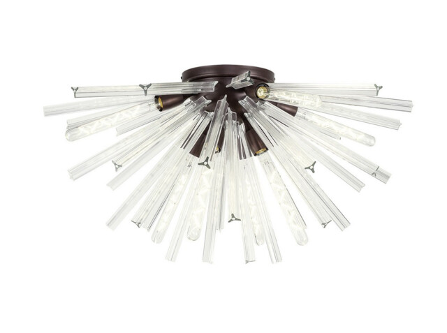 Hornby 8 Light E27, Semi Flush Brown Oxide , Clear Glass - image 1