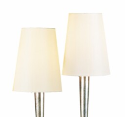 Paola Table Lamp 2 Light E14, Silver Painted with Cream Shades - thumbnail 5