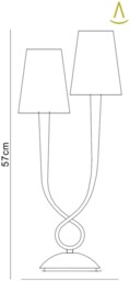 Paola Table Lamp 2 Light E14, Silver Painted with Cream Shades - thumbnail 2