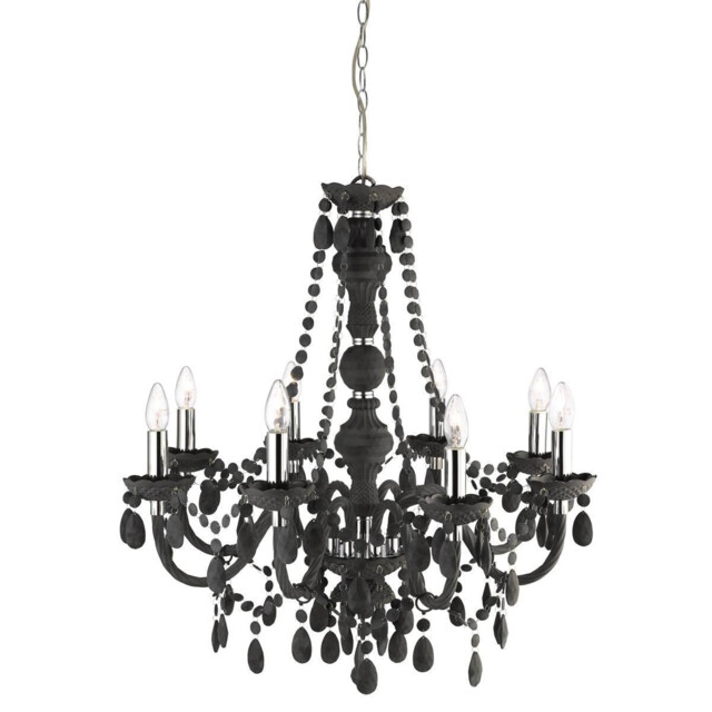 Marie Therese 8 Light Chandelier Grey Finish with Acrylic Crystals, E14 - image 1
