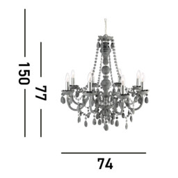 Marie Therese 8 Light Chandelier Grey Finish with Acrylic Crystals, E14 - thumbnail 3
