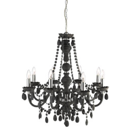 Marie Therese 8 Light Chandelier Grey Finish with Acrylic Crystals, E14 - thumbnail 1