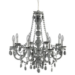 Marie Therese 8 Light Chandelier Grey Finish with Acrylic Crystals, E14 - thumbnail 2