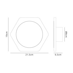 Altona Base Wall Lamp, 12W LED 3000K 498lm, 15cm Round 19cm Horizontal Hexagonal Centre, Coffee, Acrylic Frosted Diffuser - thumbnail 2