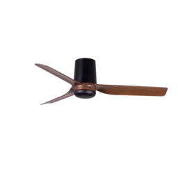 Mini Punt Tub 90cm Ceiling Fan Black, Dark Wood Blades - thumbnail 1