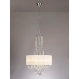 Freida Pendant With White Shade 6 Light E14 Polished Chrome/Crystal - thumbnail 2
