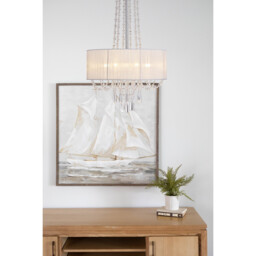Freida Pendant With White Shade 6 Light E14 Polished Chrome/Crystal - thumbnail 3