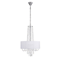Freida Pendant With White Shade 6 Light E14 Polished Chrome/Crystal - thumbnail 5