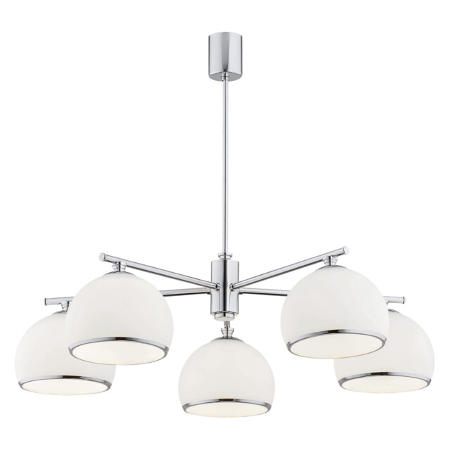Marbella Multi Arm Pendant Ceiling 5 Light Opal Matt, Chrome - image 1