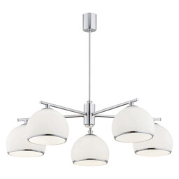 Marbella Multi Arm Pendant Ceiling 5 Light Opal Matt, Chrome - thumbnail 1