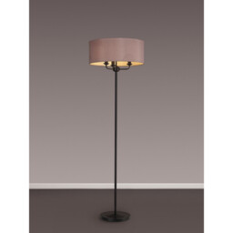 Banyan 3 Light Switched Floor Lamp With 50cm x 20cm Dual Faux Silk Fabric Shade Matt Black/Taupe - thumbnail 2
