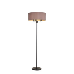 Banyan 3 Light Switched Floor Lamp With 50cm x 20cm Dual Faux Silk Fabric Shade Matt Black/Taupe