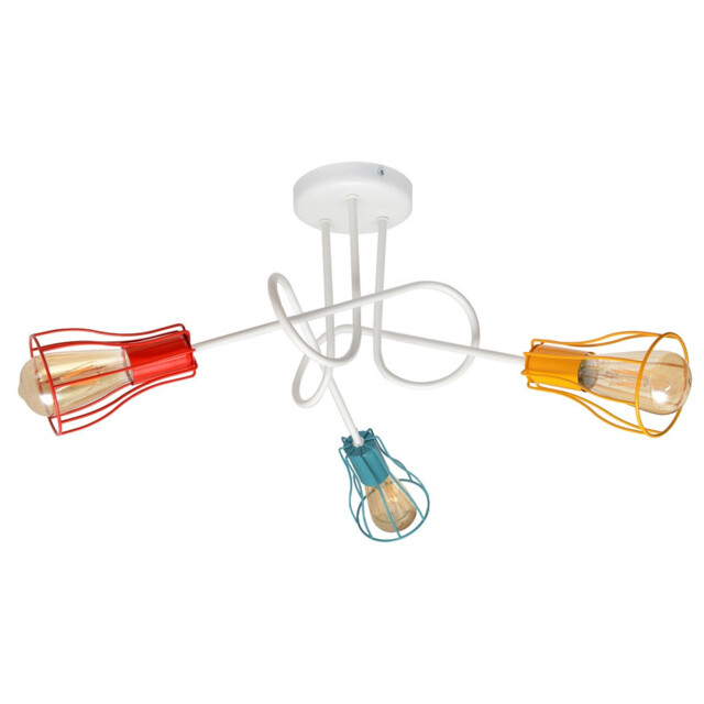 Oxford Multi Arm Semi Flush Ceiling Light White, Orange, Red, Turquoise 64cm