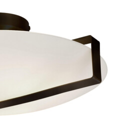Sundial Flush Light Ceiling Light - Black Metal & Frosted Glass - thumbnail 3