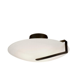 Sundial Flush Light Ceiling Light - Black Metal & Frosted Glass - thumbnail 2