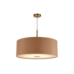 Baymont Antique Brass E27 Single Pendant With 60cm x 22cm Dual Faux Silk Shade, Antique Gold/Ruby - thumbnail 5