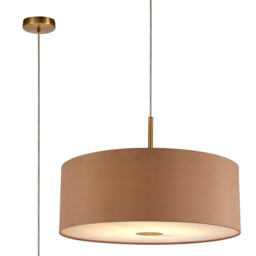 Baymont Antique Brass E27 Single Pendant With 60cm x 22cm Dual Faux Silk Shade, Antique Gold/Ruby