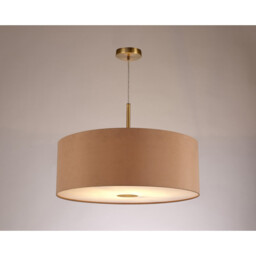 Baymont Antique Brass E27 Single Pendant With 60cm x 22cm Dual Faux Silk Shade, Antique Gold/Ruby - thumbnail 2