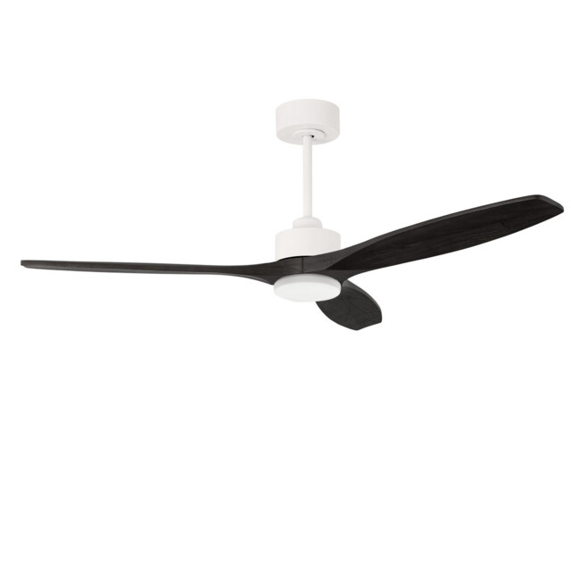 Stem 133cm Ceiling Fan White With Black Blades, Sandblasted LED 20.2W CCT 3000-4000-5000K On-Off