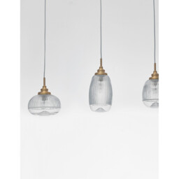 Mond 3 Light Bar Pendant Ceiling Light Satin Gold Metal Clear Glass LED E14 - thumbnail 2