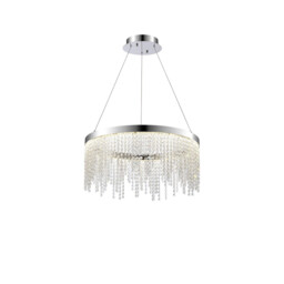 Bano Round Dimmable Pendant 29W LED, 4000K, 3500lm, Polished Chrome / Crystal Chain, 3yrs Warranty - thumbnail 1