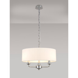 Banyan 3 Light Multi Arm Pendant, E14 Polished Chrome With 45cm x 15cm Faux Silk Shade, White - thumbnail 2