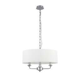 Banyan 3 Light Multi Arm Pendant, E14 Polished Chrome With 45cm x 15cm Faux Silk Shade, White - thumbnail 5