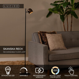 Lucide SKANSKA RECH - Rechargeable Floor lamp Indoor/Outdoor - Ø 23 cm - LED Dim. - CCT - 1x3W 3000K/6000K - IP44 - Coffee - thumbnail 2
